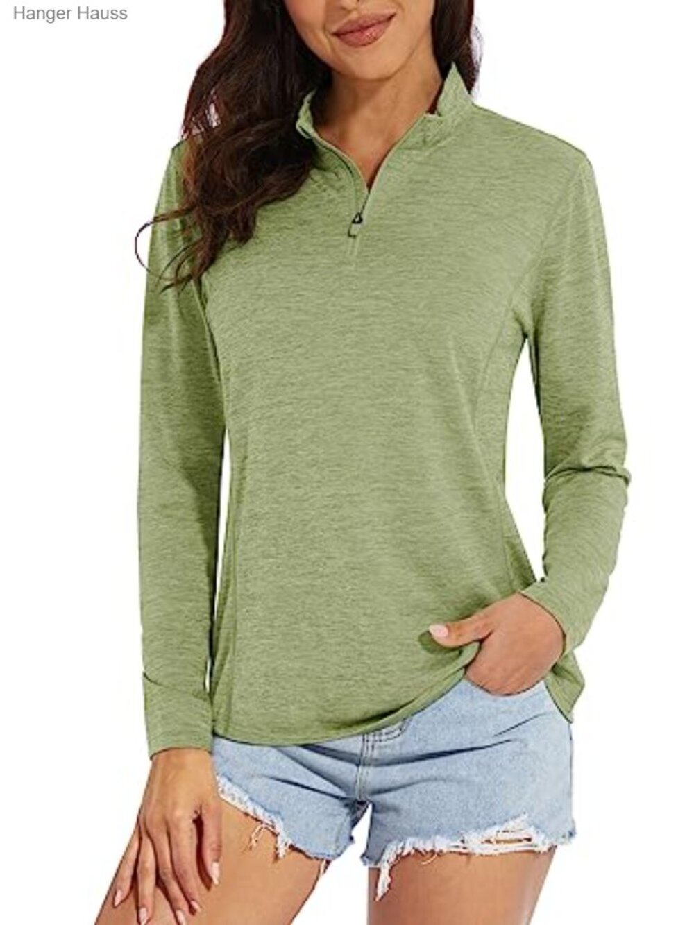 Women's UPF 50+ Long Sleeve 1/4 Zip Rash Guard Swim Shirt Quick Dry Athletic Top